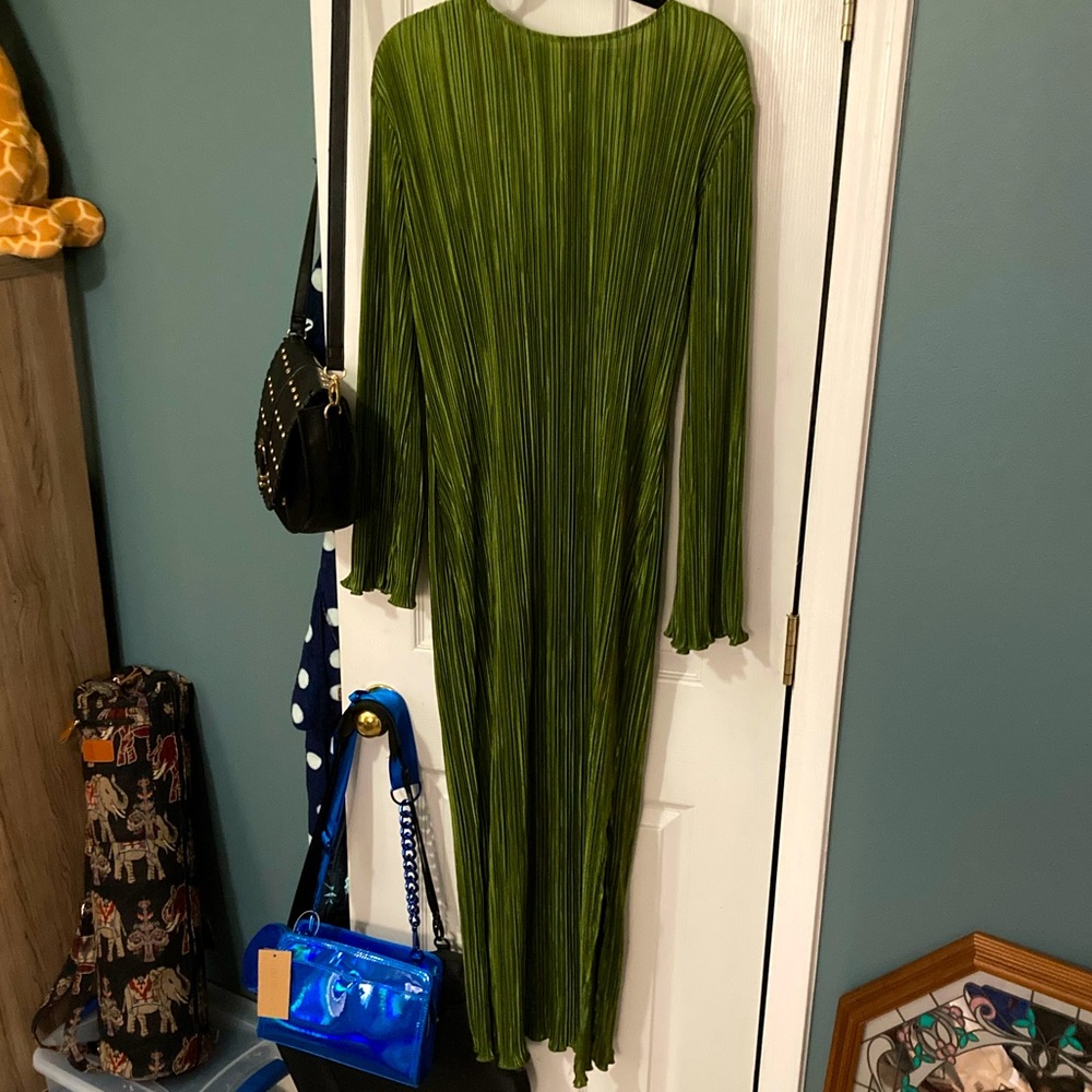 Pleated silk dress